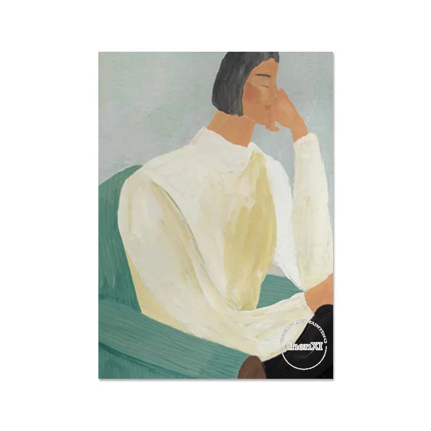 Hotel Room Decor Cartoon Figure Poster Art Hand-painted Abstract Wall Hangings Oil Painting Luxury Decorative Item Artwork